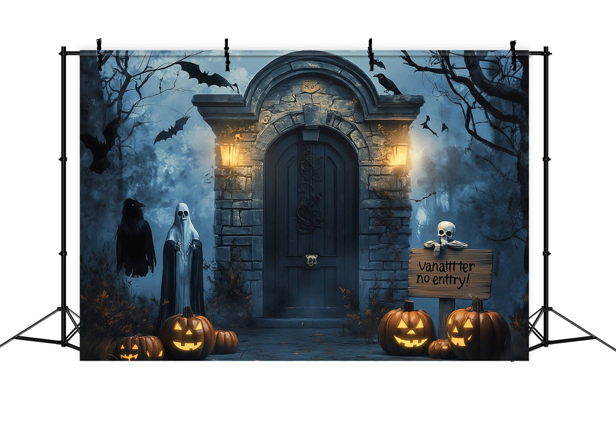 Décor D'Halloween Extérieur Porte Hantée Fantômes Et Citrouilles RR67-21