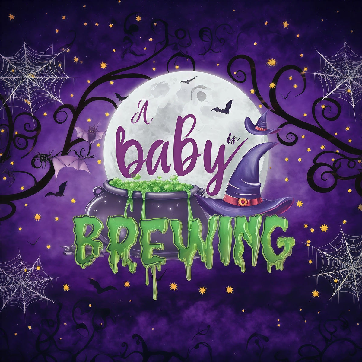 Décor De Photographie Pour Baby Shower D'Halloween Chaudron De Sorcière Pour Bébé RR67-36