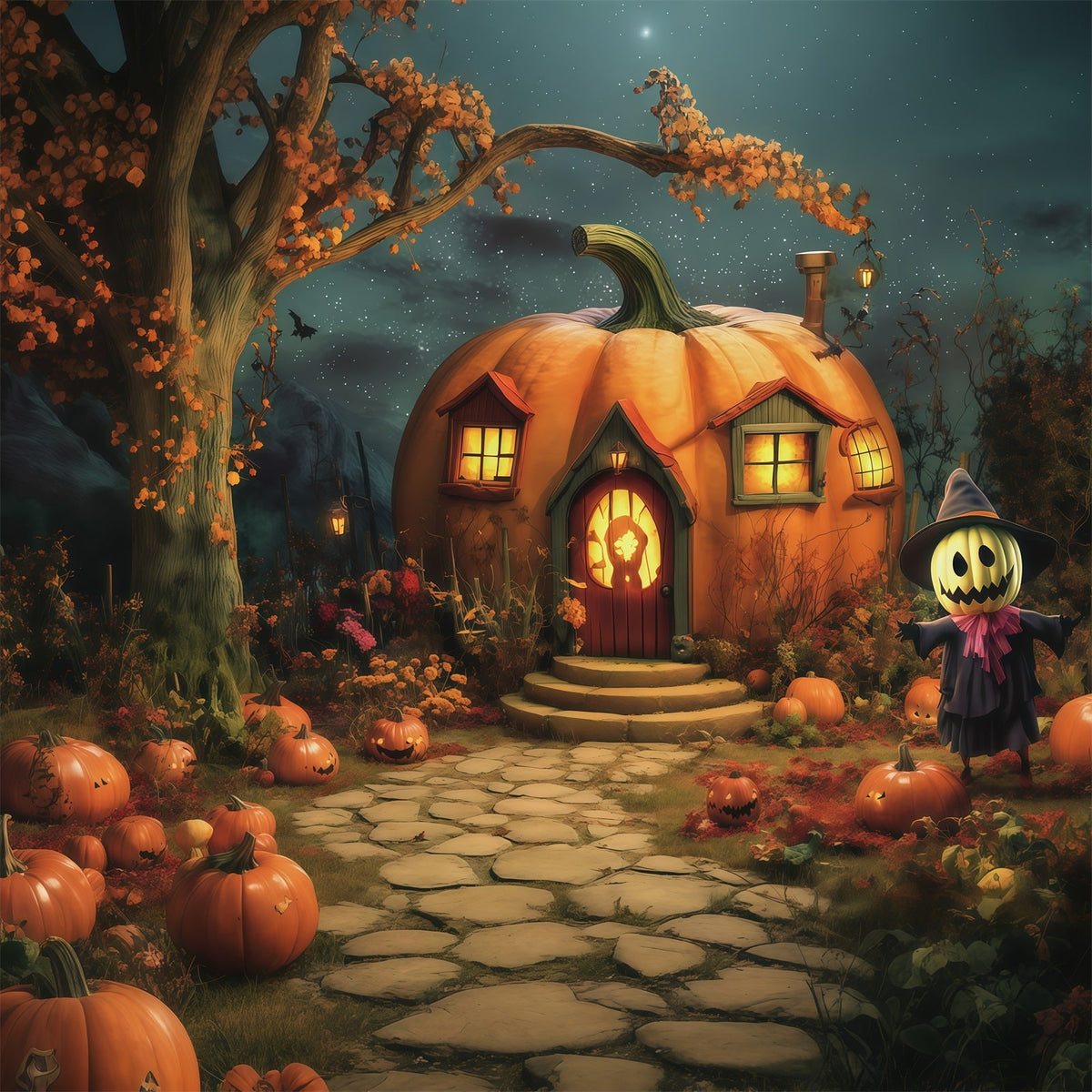 Idées De Décors Pour Halloween Citrouilles Maisonnette ÉpouvantailJardin Citrouilles Citrouilles Décor RR67-62