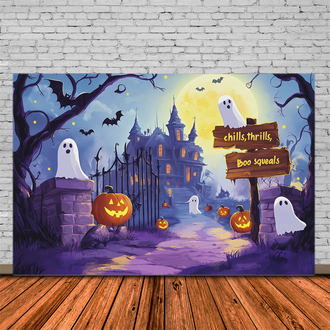 Idées De Décors Pour Photomaton D'Halloween Chemin De Manoir Hanté Citrouilles Décor Photo D'Halloween RR67-65