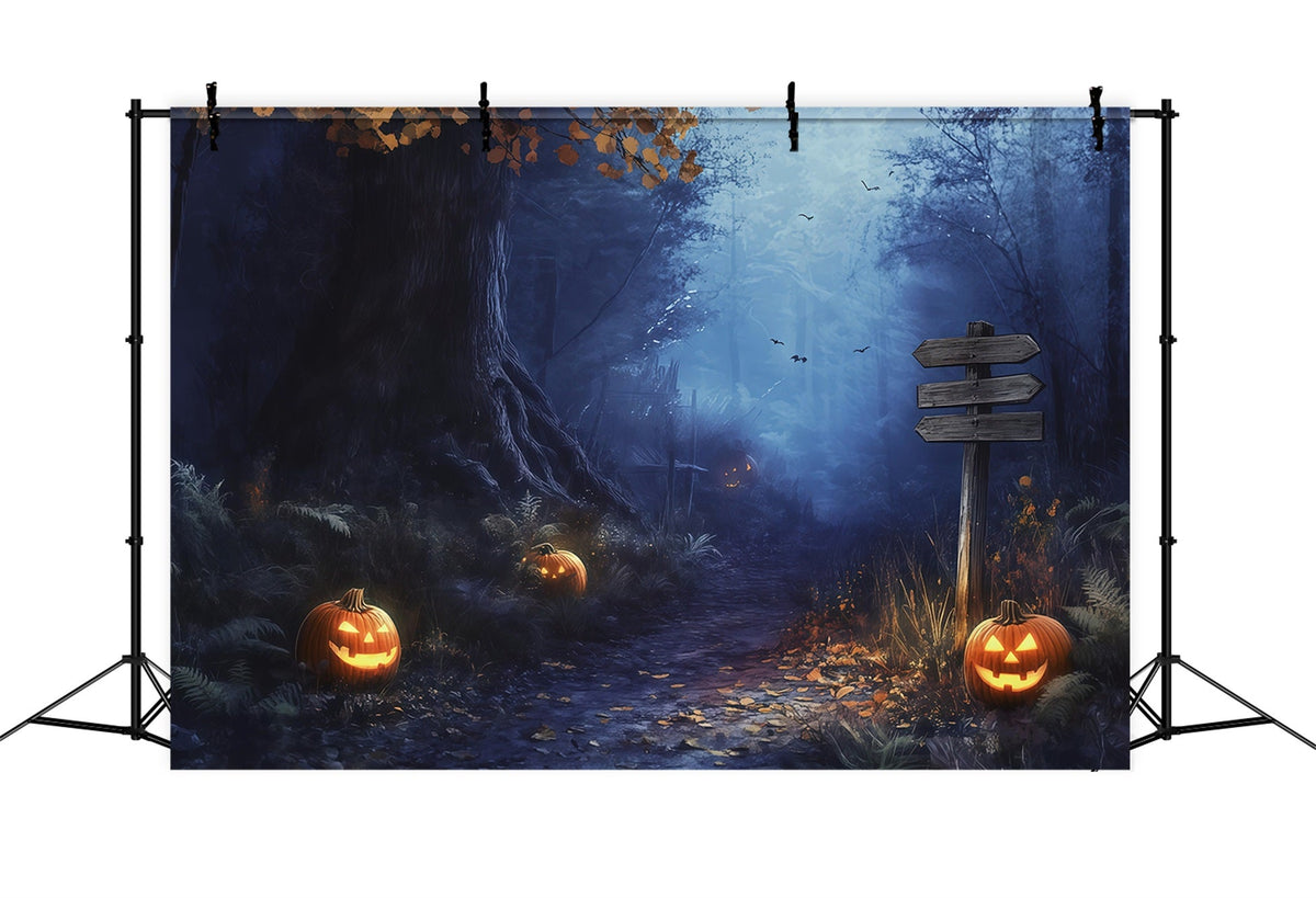 Décor D'Halloween AutomnalForêt Brumeuse Chemin De Citrouilles Décors Effrayants Pour Halloween RR67-67