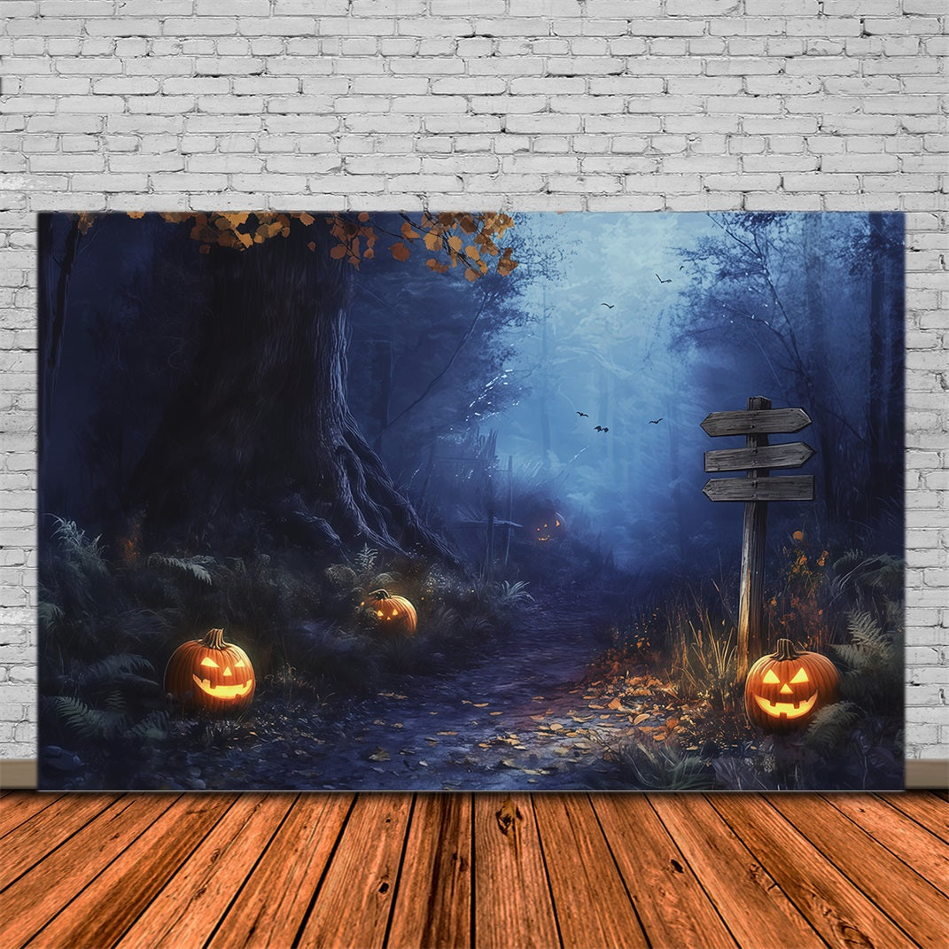 Décor D'Halloween AutomnalForêt Brumeuse Chemin De Citrouilles Décors Effrayants Pour Halloween RR67-67