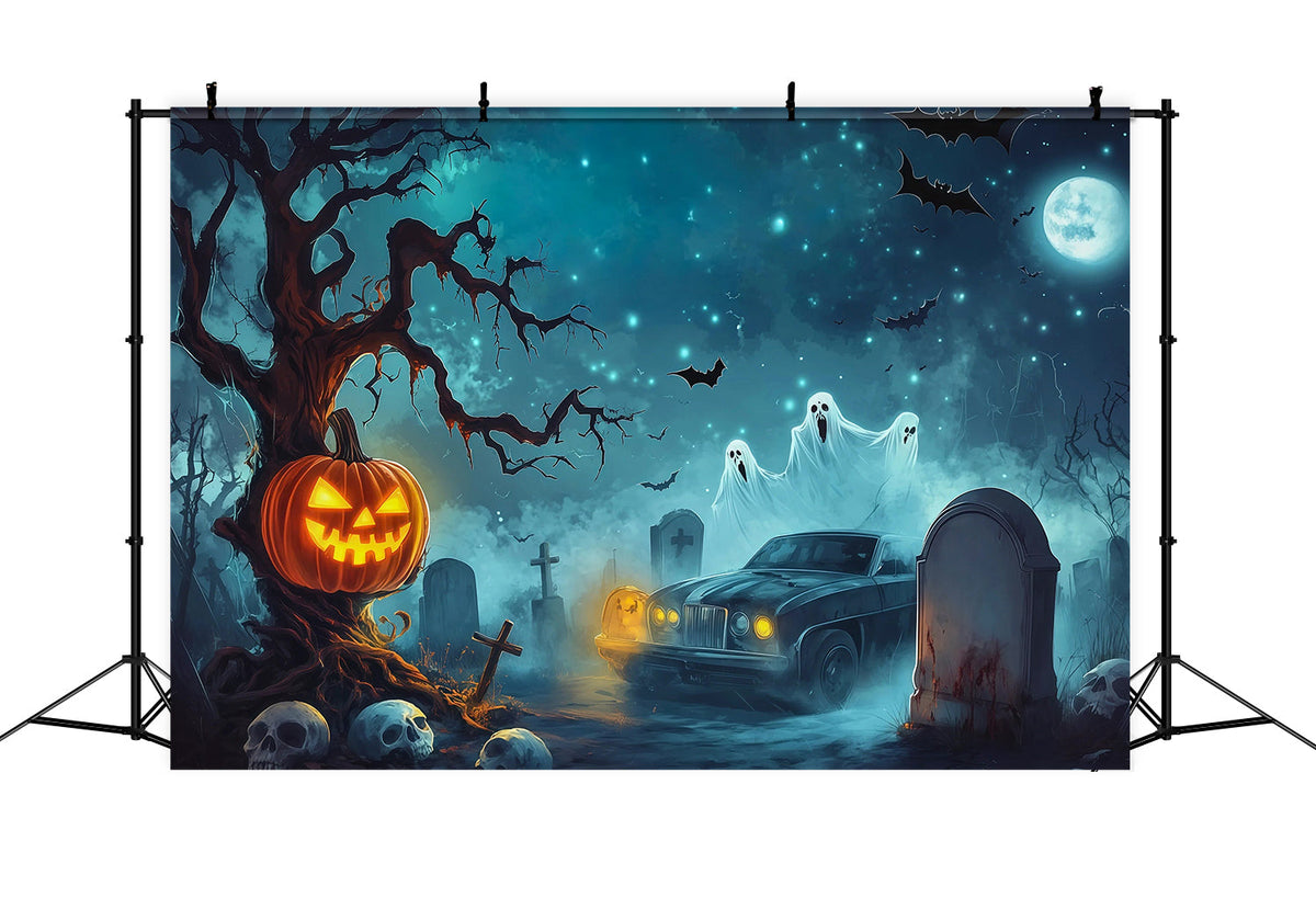 Décor De Garage Pour Halloween Citrouilles Fantômes Cimetière Voitures RR67-75