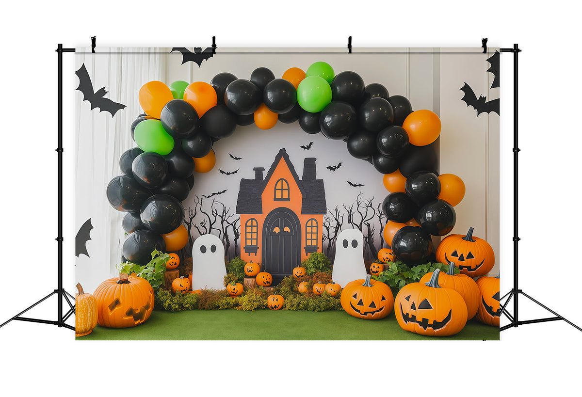Décor De Fond Pour Fête D'Halloween Avec Ballons Citrouilles Et FantômesRR67-80