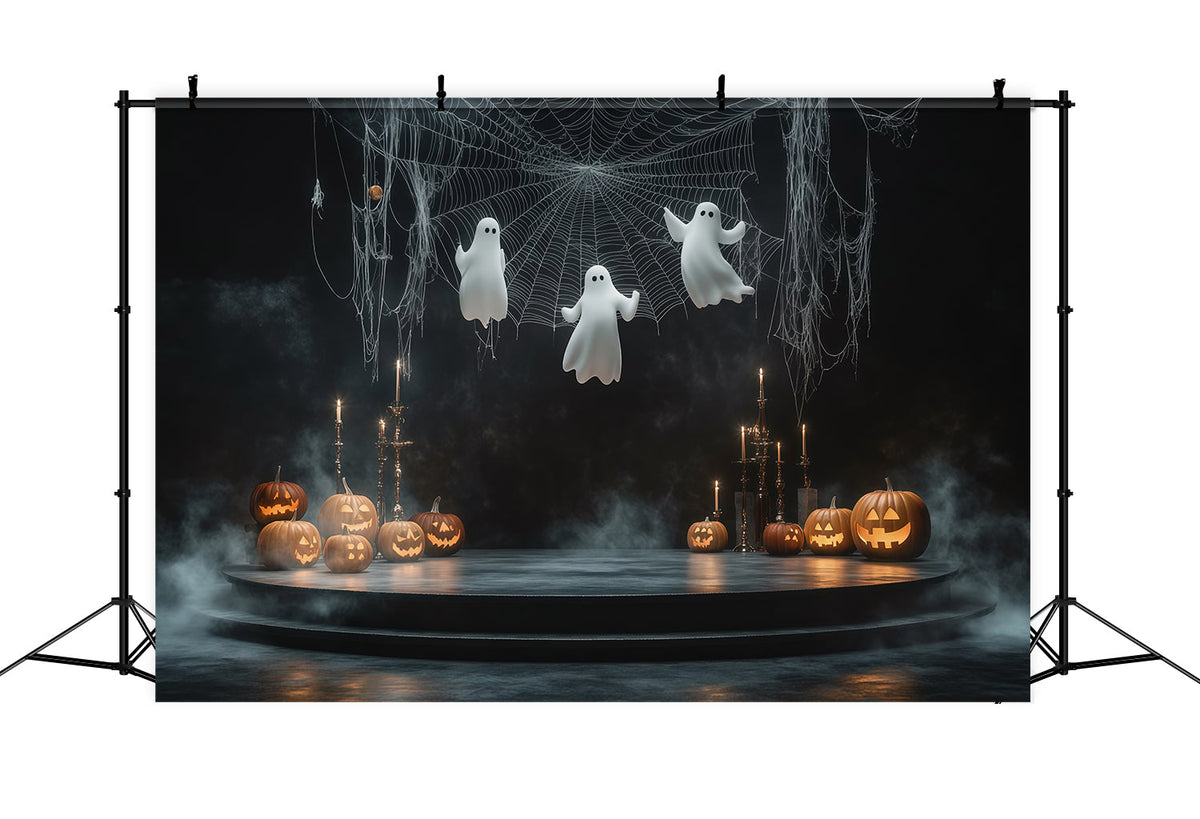 Décor De Scène D'Halloween Avec Toile D'Araignée Fantôme Et Citrouille Décors Photographiques D'Halloween RR67-85