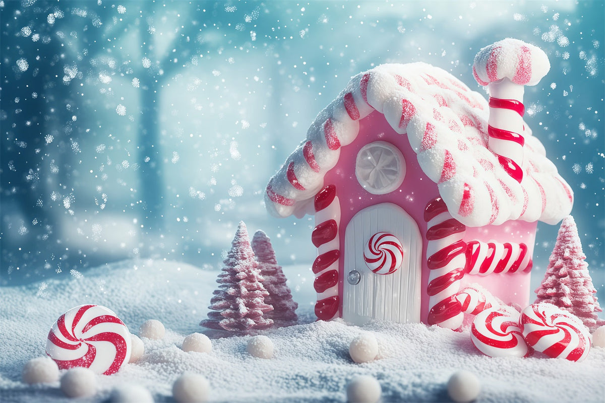 Décor De Bonbons De Noël Chalet De Bonbons À La Menthe Poivrée Rose Décor Photo De Noël RR68-100