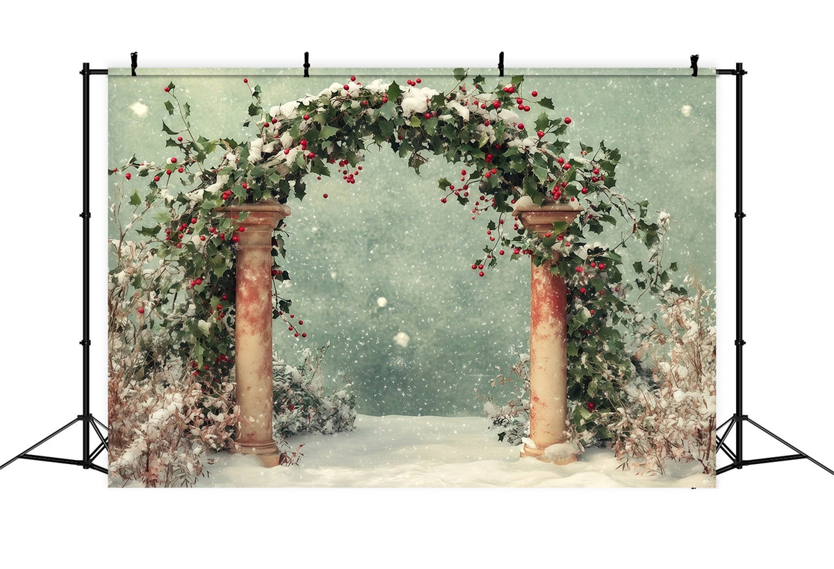 Décor De Noël Enneigé Arche De Houx Enneigée En Hiver Décor De Noël RR68-65