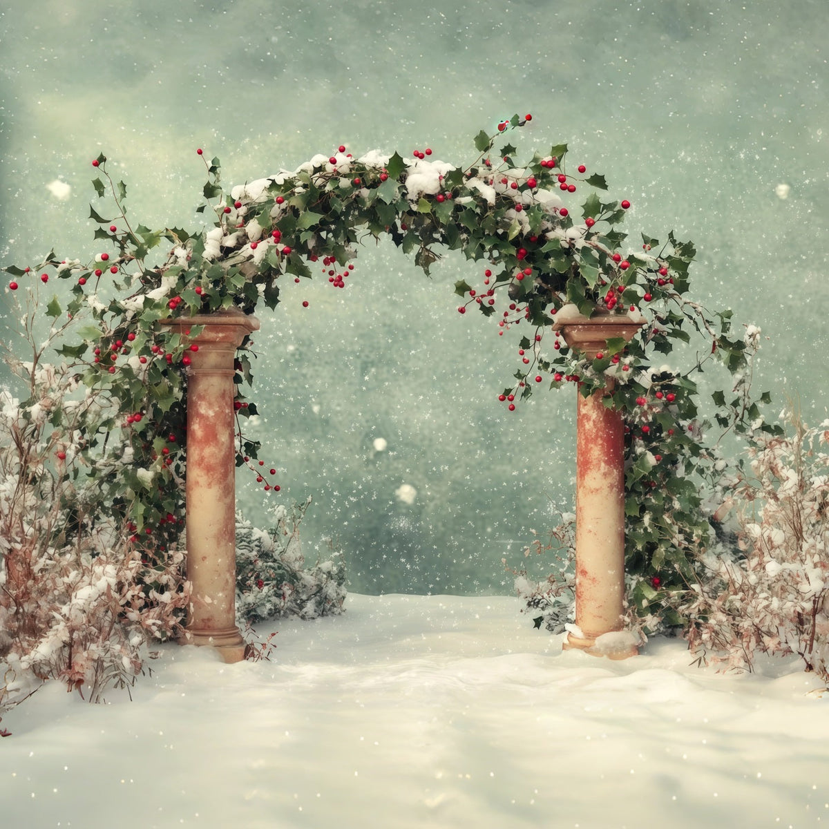 Décor De Noël Enneigé Arche De Houx Enneigée En Hiver Décor De Noël RR68-65