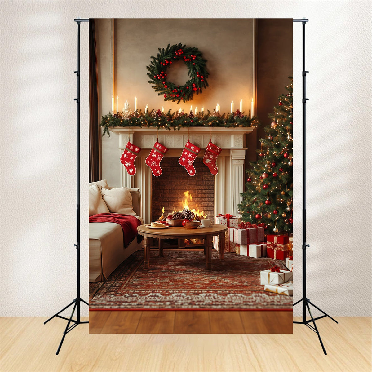 Décor De Noël Pour Salon Chaussettes Douillettes Pour Cheminée Grandes Toiles De Fond De Noël RR68-70