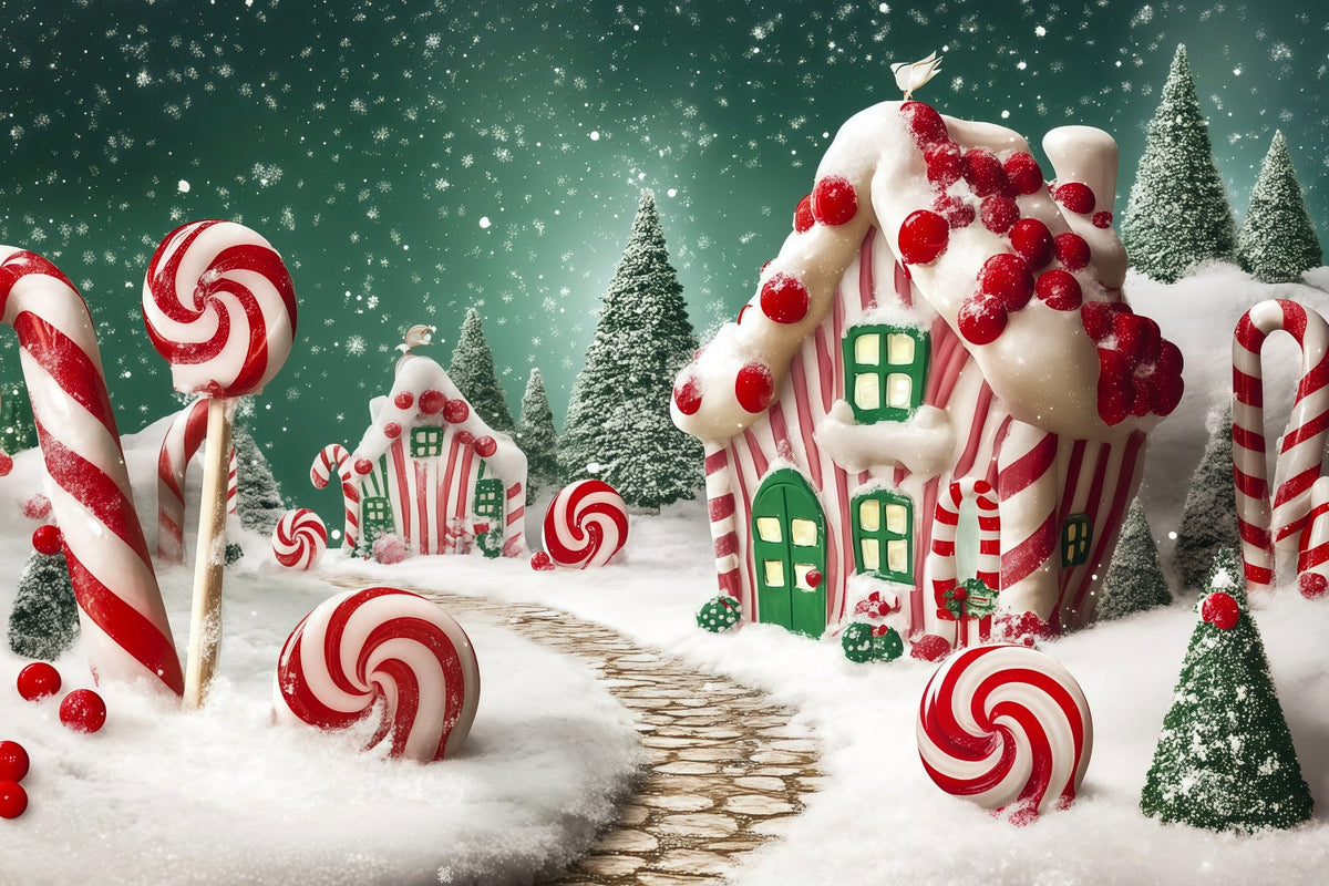 Décor De Noël Candyland Le Pays Des Merveilles De Candy Cottage Décors Photographiques De Noël RR68-72