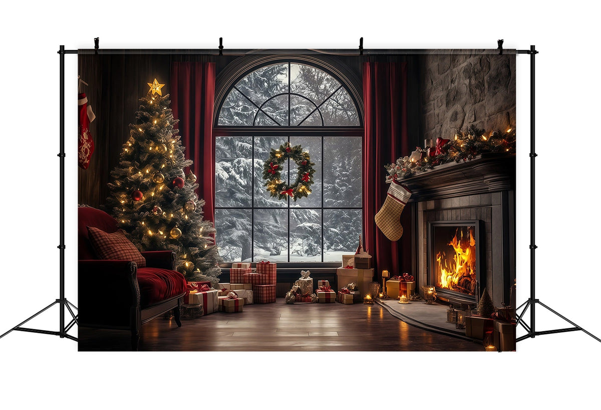Décor De Vitrine De Noël Salon D'Hiver Élégant Décor Photographique De Noël RR68-75