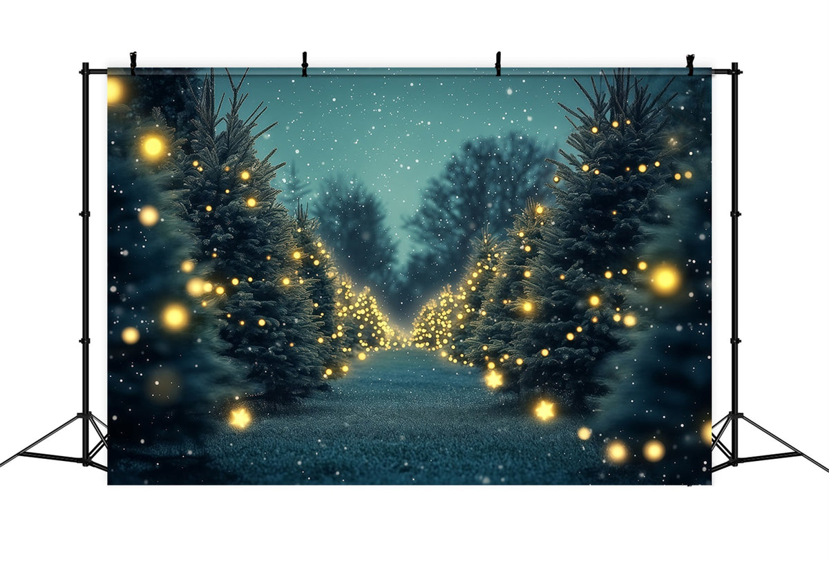 Fond De Sapin De Noël Chemin Lumineux Du Pin Scintillant Décor Mural De Noël RR69-102