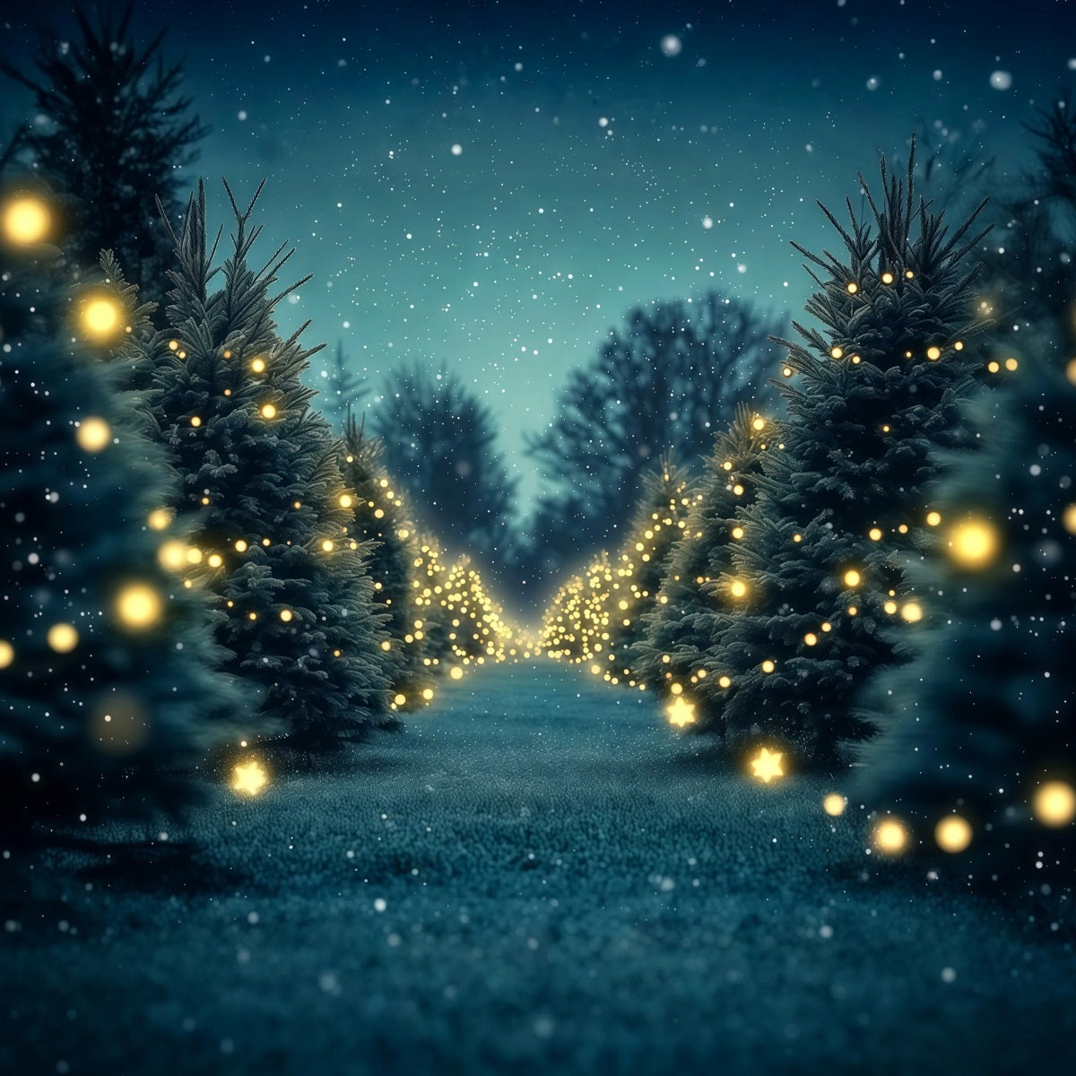 Fond De Sapin De Noël Chemin Lumineux Du Pin Scintillant Décor Mural De Noël RR69-102