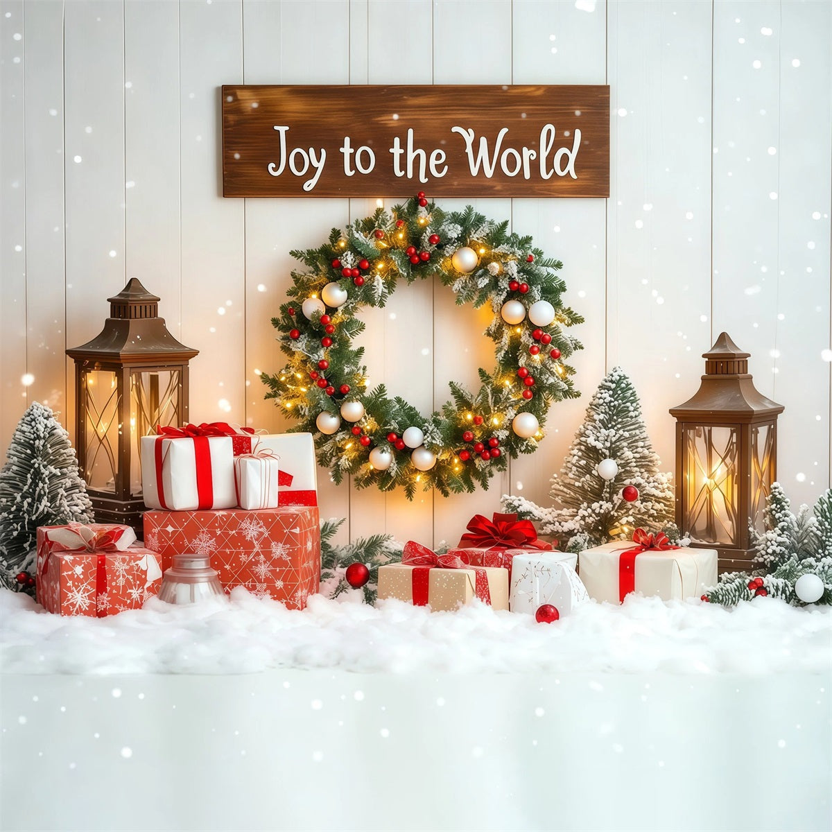 Fond De Couronne De Noël Joie Au Monde Décors Photographiques De Noël RR69-103