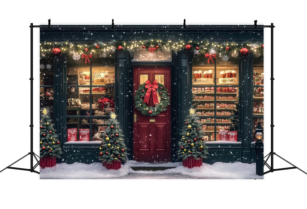 Décor De Magasin De Noël Vitrine De Magasin Festive Décors Muraux De Noël RR69-15