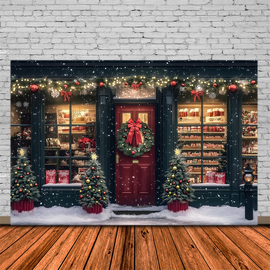 Décor De Magasin De Noël Vitrine De Magasin Festive Décors Muraux De Noël RR69-15
