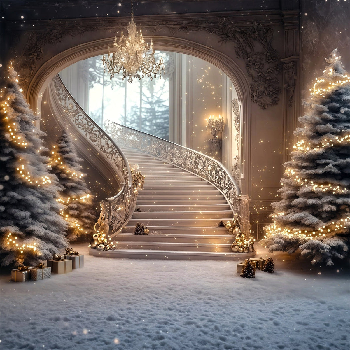 Grand Décor De Noël Grand Escalier Scintillant Décor De Noël RR69-2