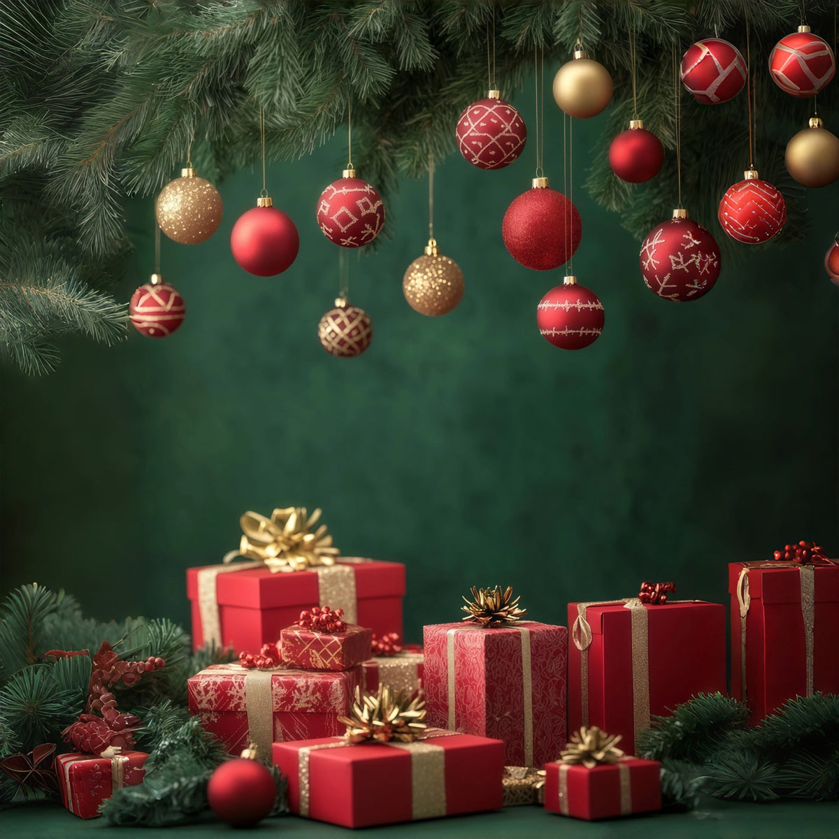 Fond De Boule De Noël Présentoir Pour Coffret Cadeau D'Ornement Décors De Noël Pour Photos RR69-21