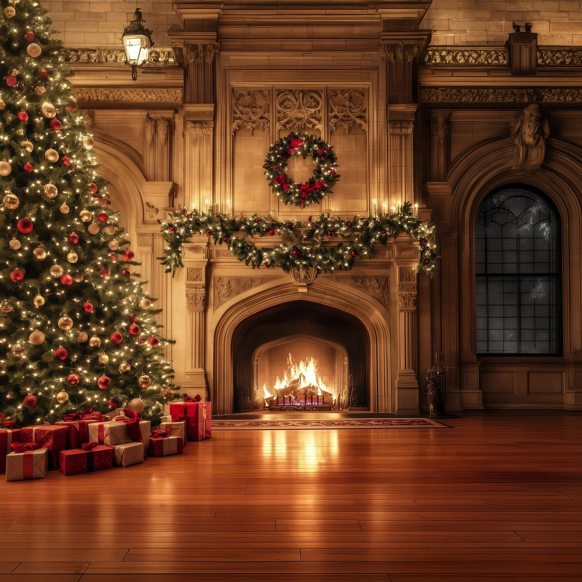 Décor De Noël Chaleureux Guirlande Lumineuse De Cheminée Luxueuse Décor Photo De Noël RR69-37