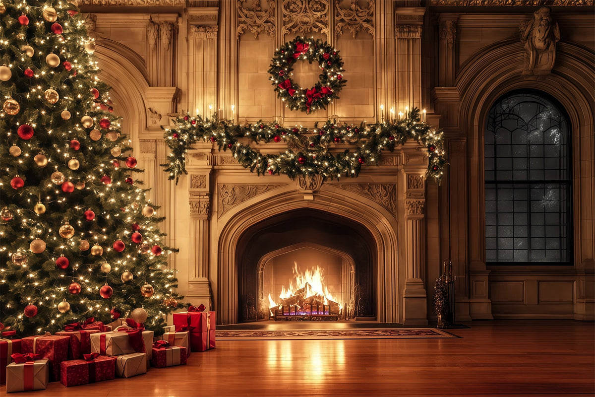 Décor De Noël Chaleureux Guirlande Lumineuse De Cheminée Luxueuse Décor Photo De Noël RR69-37