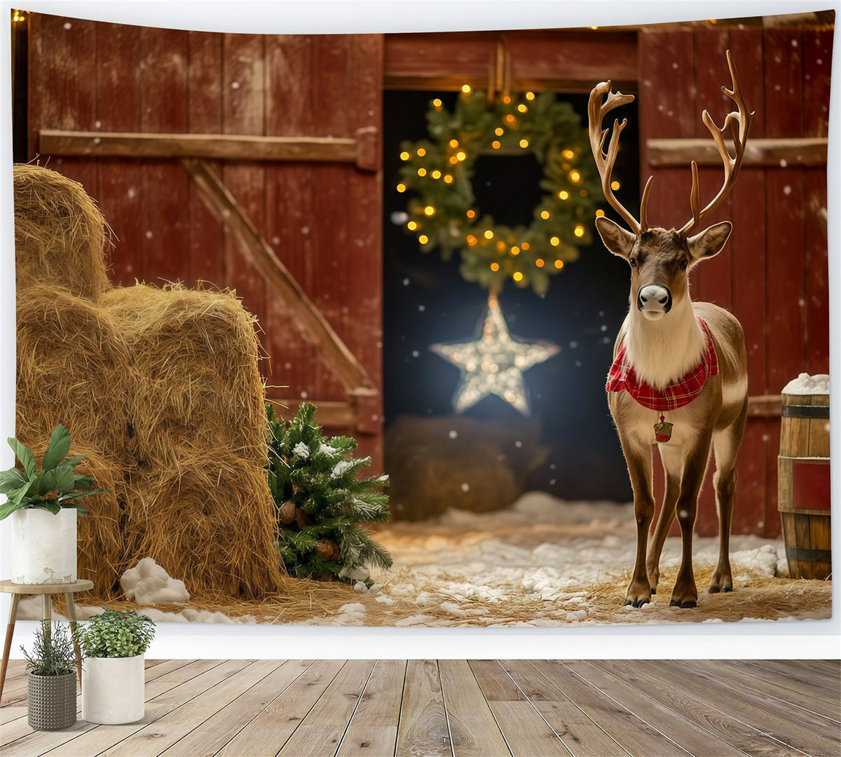 Décor De Porte De Grange De Noël Entrée Rustique D'Une Grange À Rennes Décor De Noël RR69-39