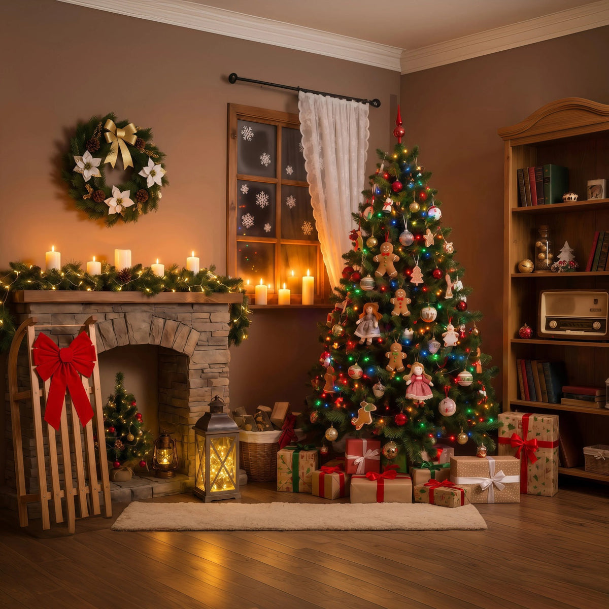 Décor De La Nuit De Noël Décoration De Poupée Pour Cheminée Cosy Décors Photographiques De Noël RR69-42