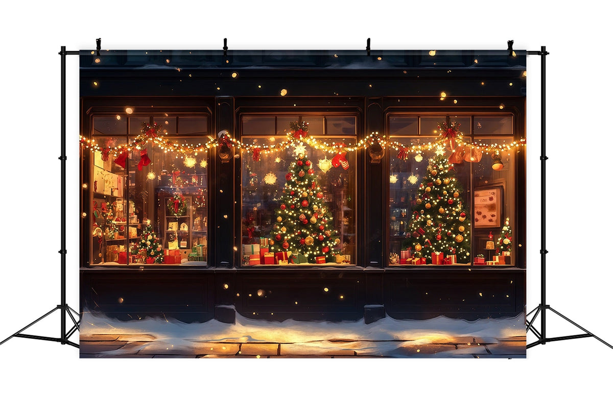 Décor De Magasin De Noël Vitrines D'Hiver Illuminées Décor Mural De Noël RR69-45