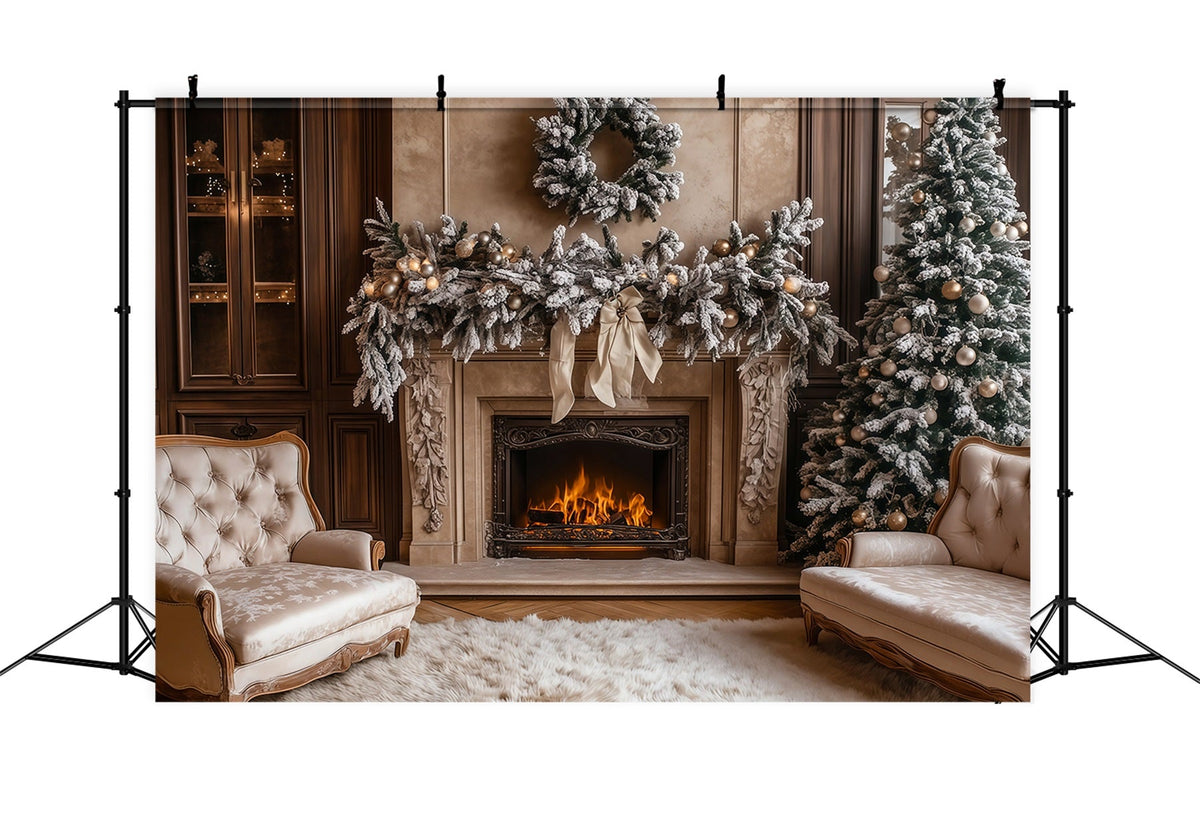 Décor De Noël Pour Salon Cheminée Guirlande Blanche Décors Photographiques De Noël RR69-50