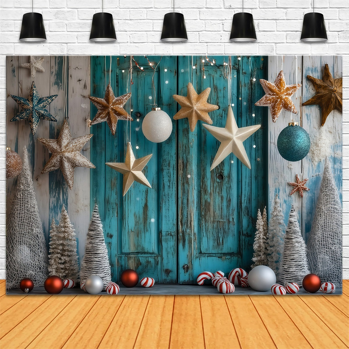 Décor En Bois De Noël Décoration D'Ornement Étoile Côtière Décor De Studio De Noël RR69-53
