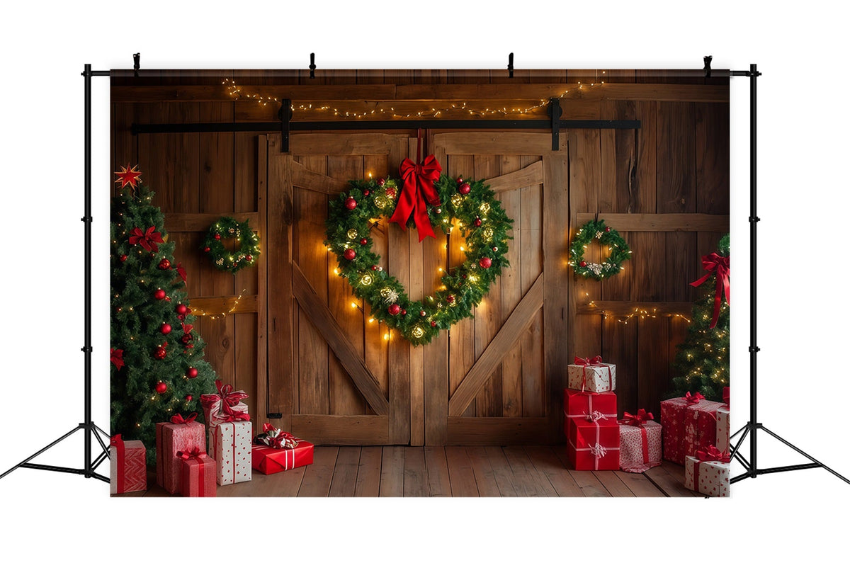 Décor De Noël De Porte De Grange Porte De Couronne De Grange Rustique Décor De Noël Intérieur RR69-55