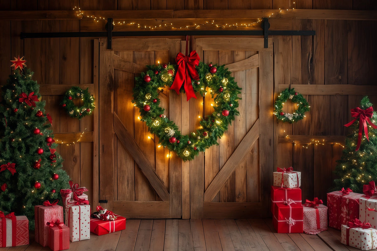 Décor De Noël De Porte De Grange Porte De Couronne De Grange Rustique Décor De Noël Intérieur RR69-55