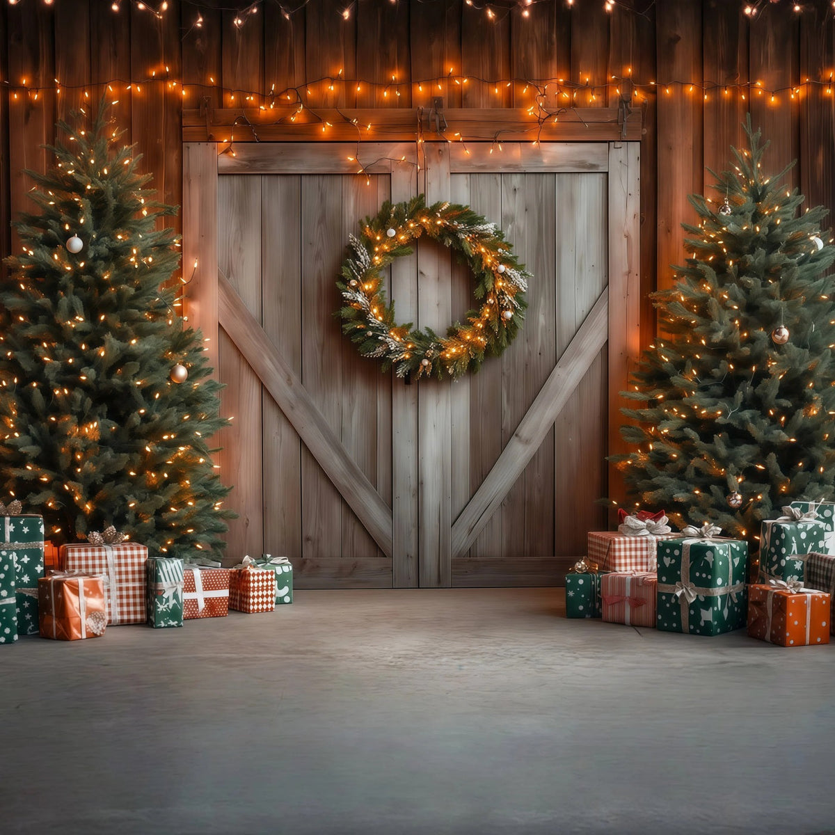 Décor De Porte De Grange De Noël Décoration Rustique De Porte De Grange Décors De Studio De Noël RR69-59