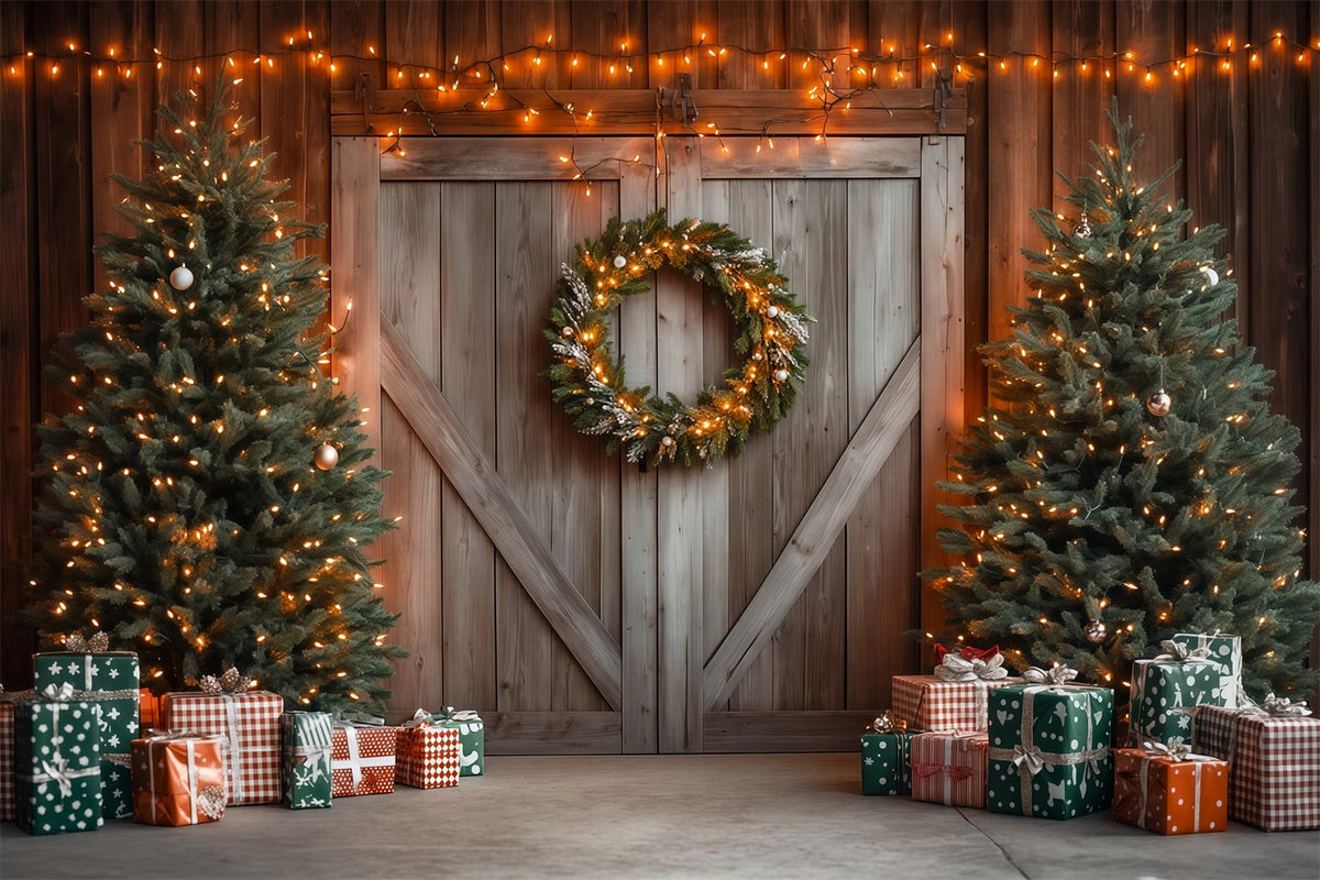 Décor De Porte De Grange De Noël Décoration Rustique De Porte De Grange Décors De Studio De Noël RR69-59