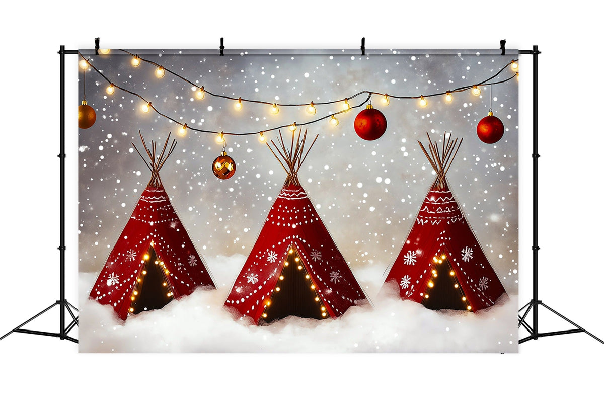 Joli Décor De Noël Lumières De Tipi Enneigées Décors De Noël Professionnels RR69-61