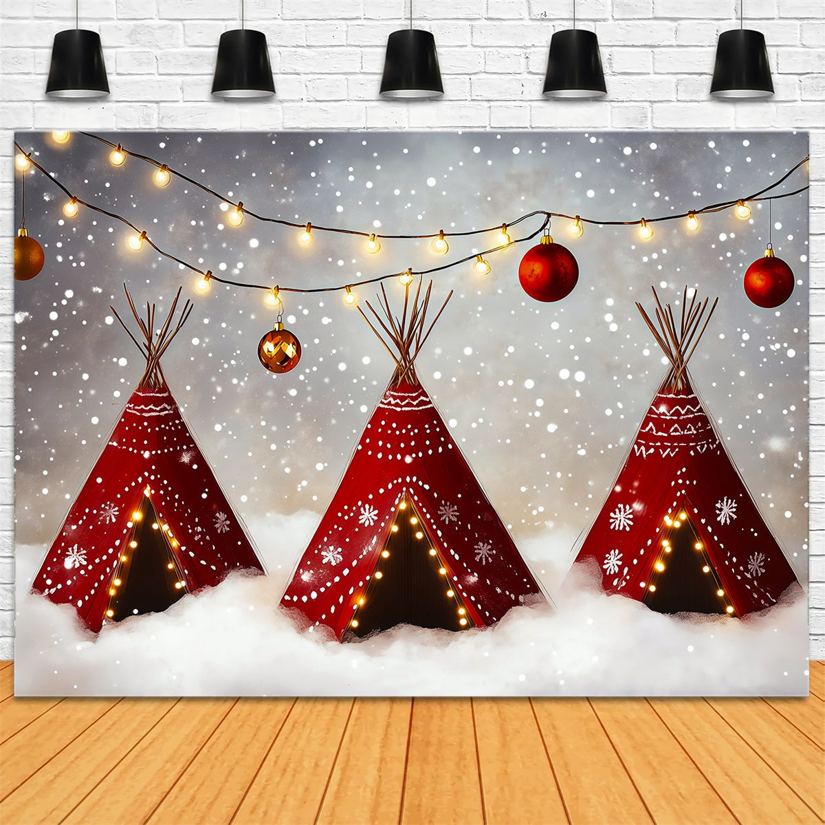 Joli Décor De Noël Lumières De Tipi Enneigées Décors De Noël Professionnels RR69-61