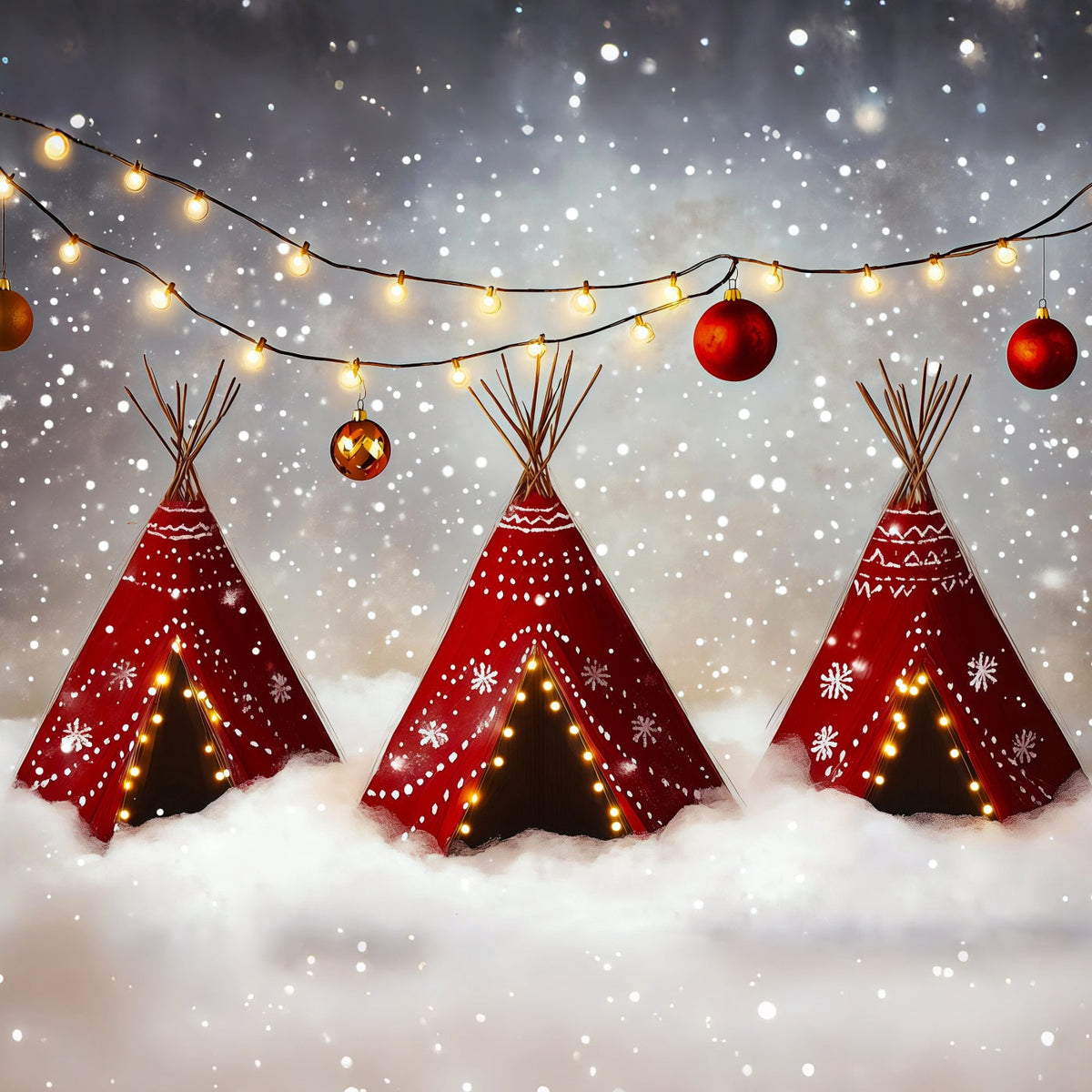 Joli Décor De Noël Lumières De Tipi Enneigées Décors De Noël Professionnels RR69-61