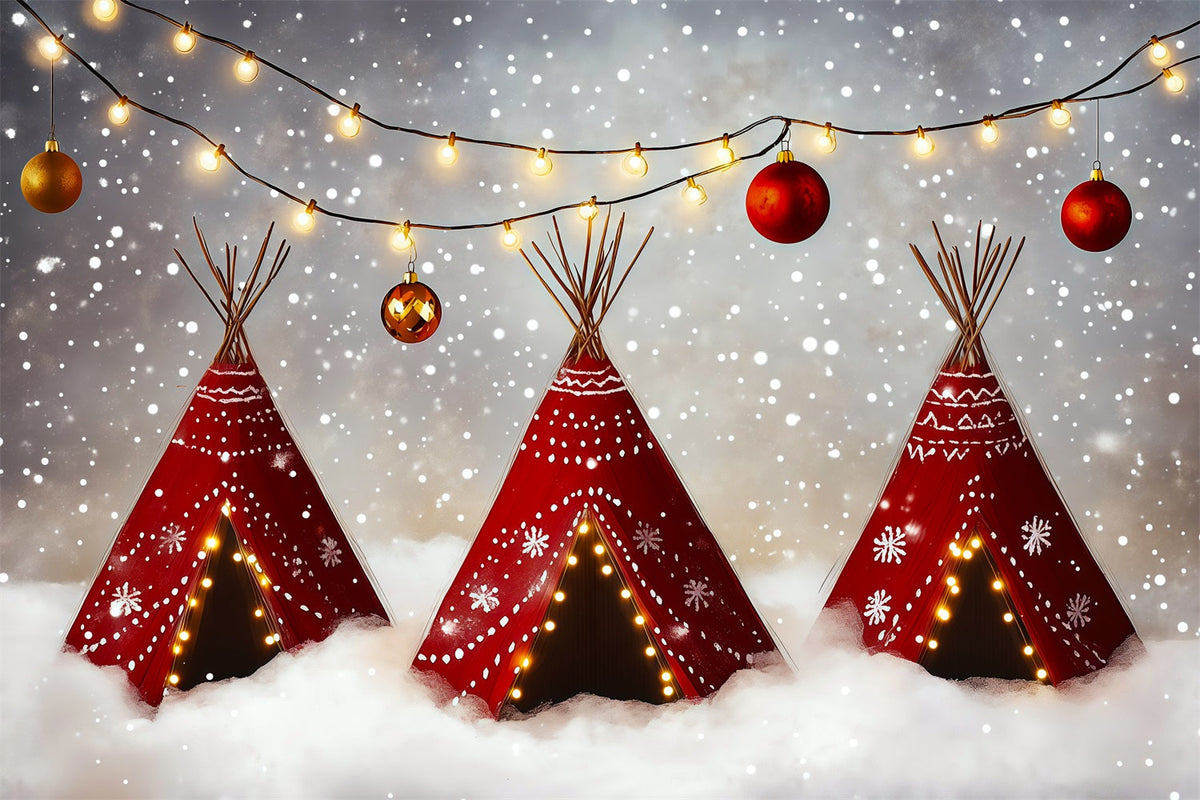 Joli Décor De Noël Lumières De Tipi Enneigées Décors De Noël Professionnels RR69-61