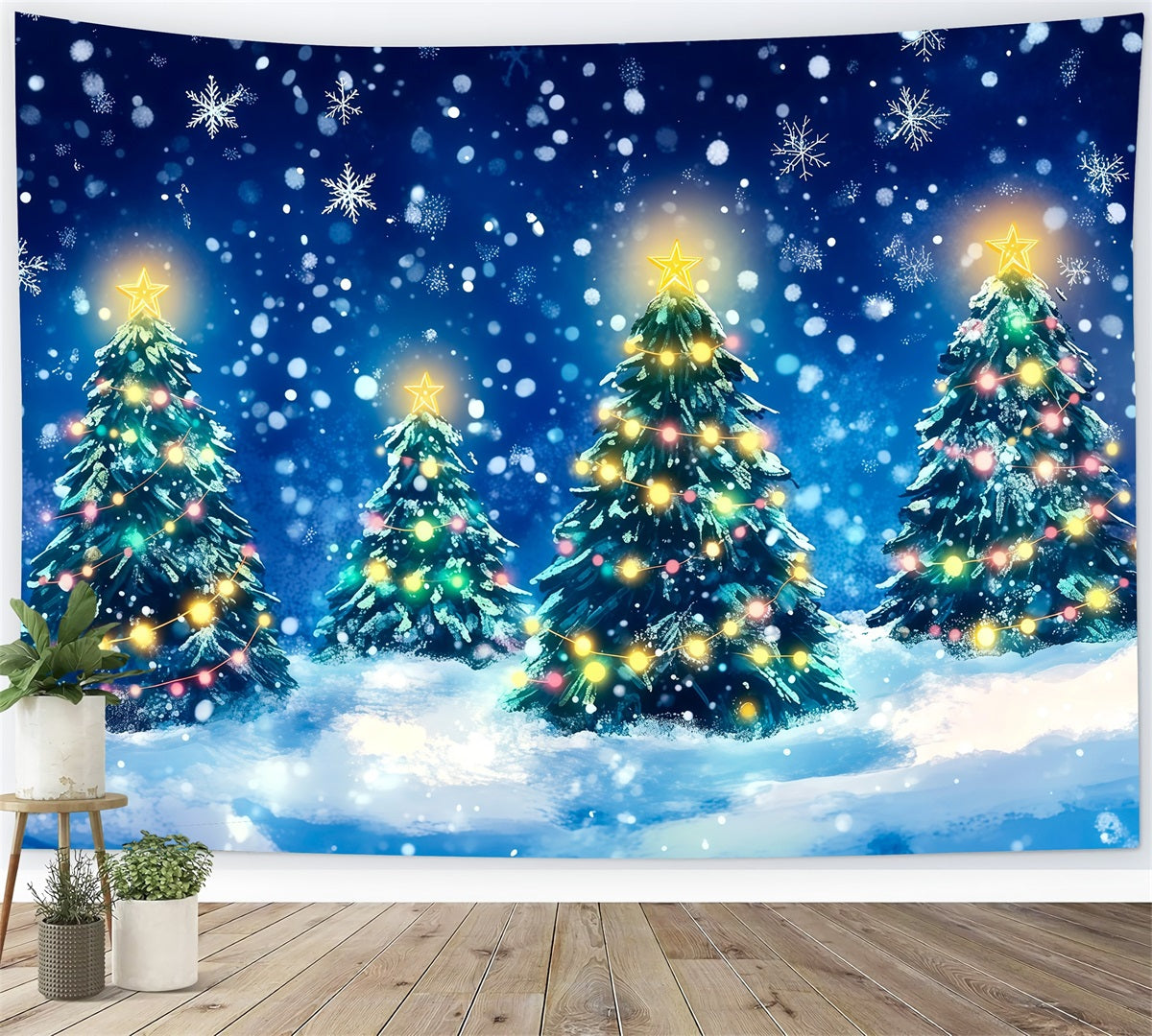 Fond De Sapin De Noël Forêt De Pins Lumineuse Décors Photographiques De Noël RR69-62