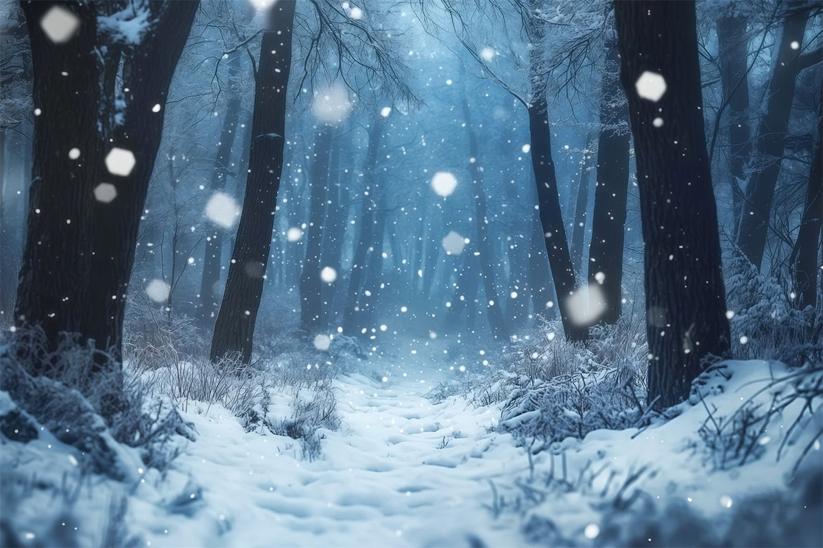 Décor De Noël Enneigé Forêt D'Hiver Brumeuse Décors Photographiques De Noël RR69-66