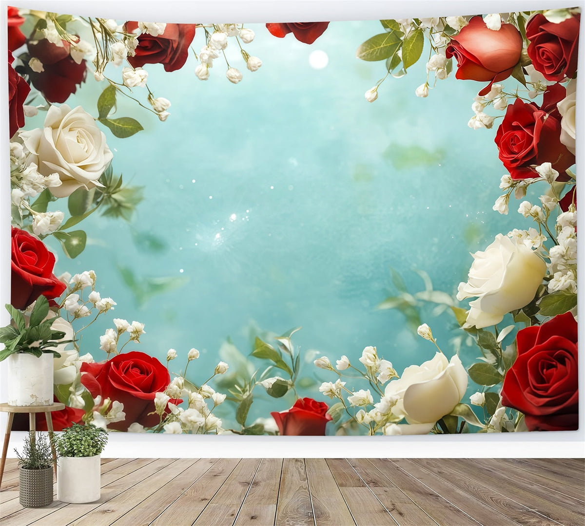 Décor Floral De Noël Bordure De Roses Grand Décor De Noël RR69-67