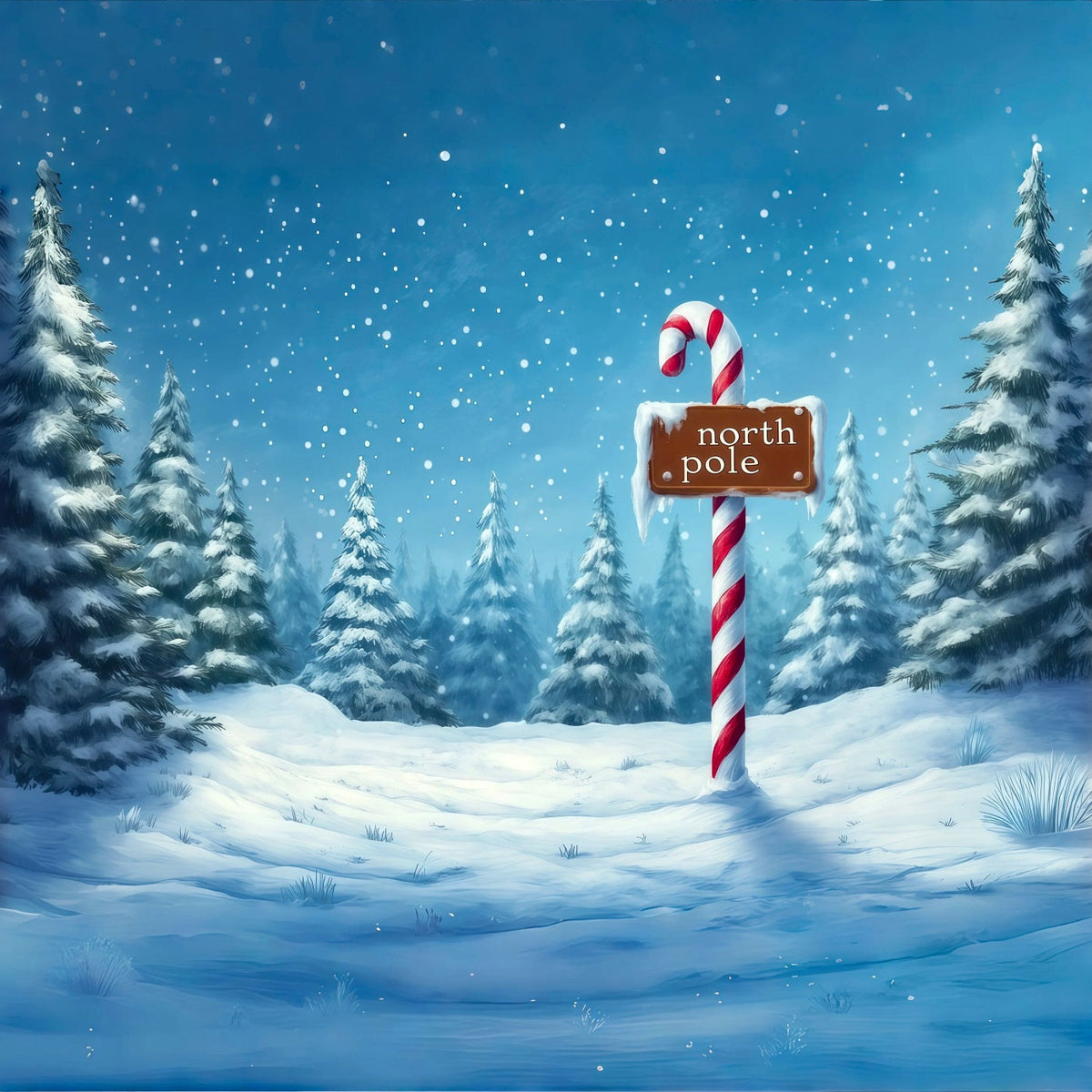 Décor De Noël Du Pôle Nord Forêt Enneigée D'Hiver Décors De Noël RR69-68