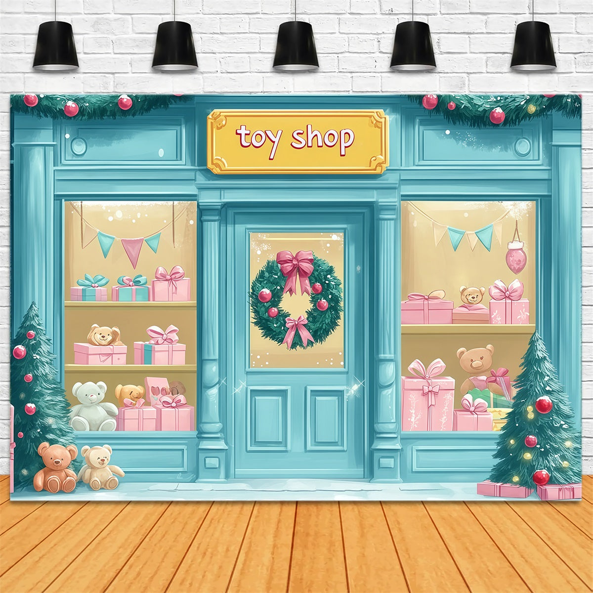 Décor De Magasin De Noël Boutique De Jouets Mignons Décor Photographique De Noël RR69-69