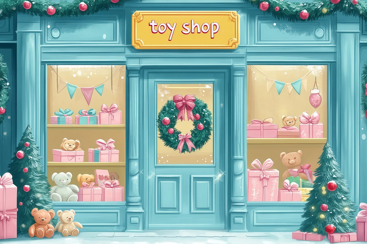 Décor De Magasin De Noël Boutique De Jouets Mignons Décor Photographique De Noël RR69-69