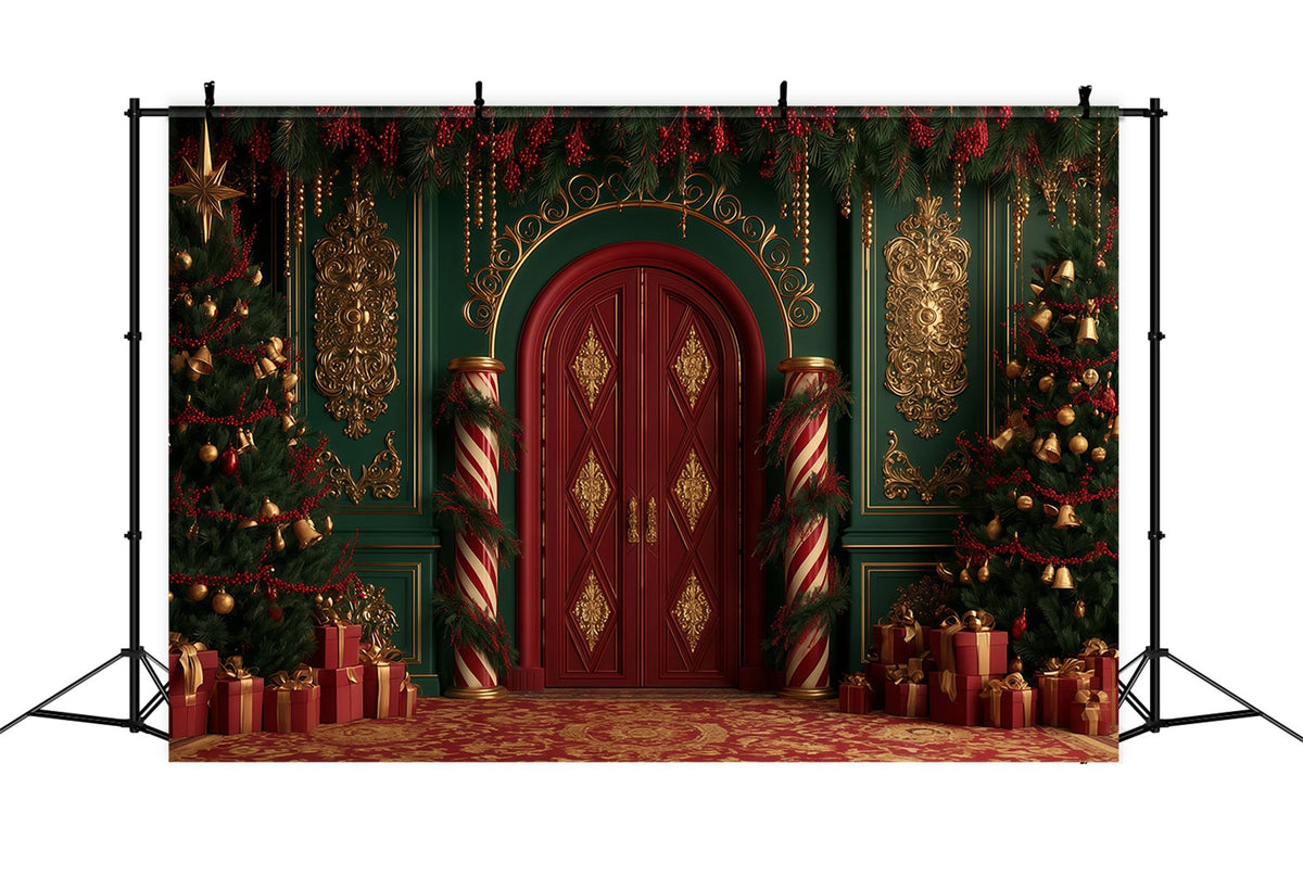 Décor De Noël Victorien Entrée Du Palais De La Canne À Sucre Fond En Mousseline De Noël RR69-83