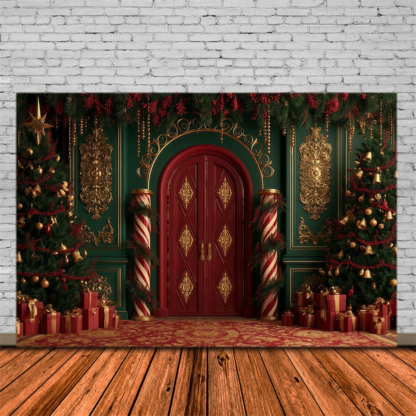 Décor De Noël Victorien Entrée Du Palais De La Canne À Sucre Fond En Mousseline De Noël RR69-83