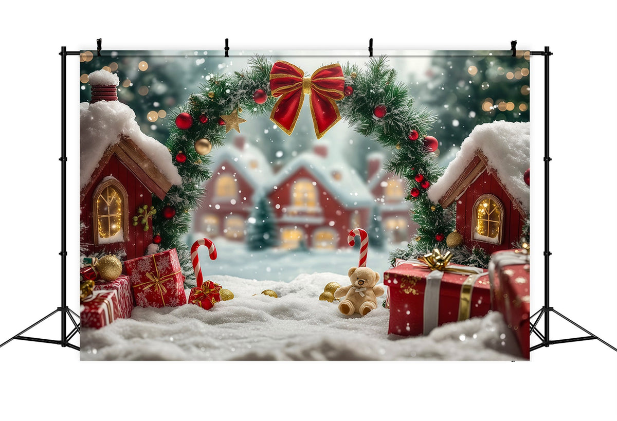 Joli Décor De Noël Arche De Chalet En Forme De Canne À Sucre Décor Photographique De Noël RR69-97
