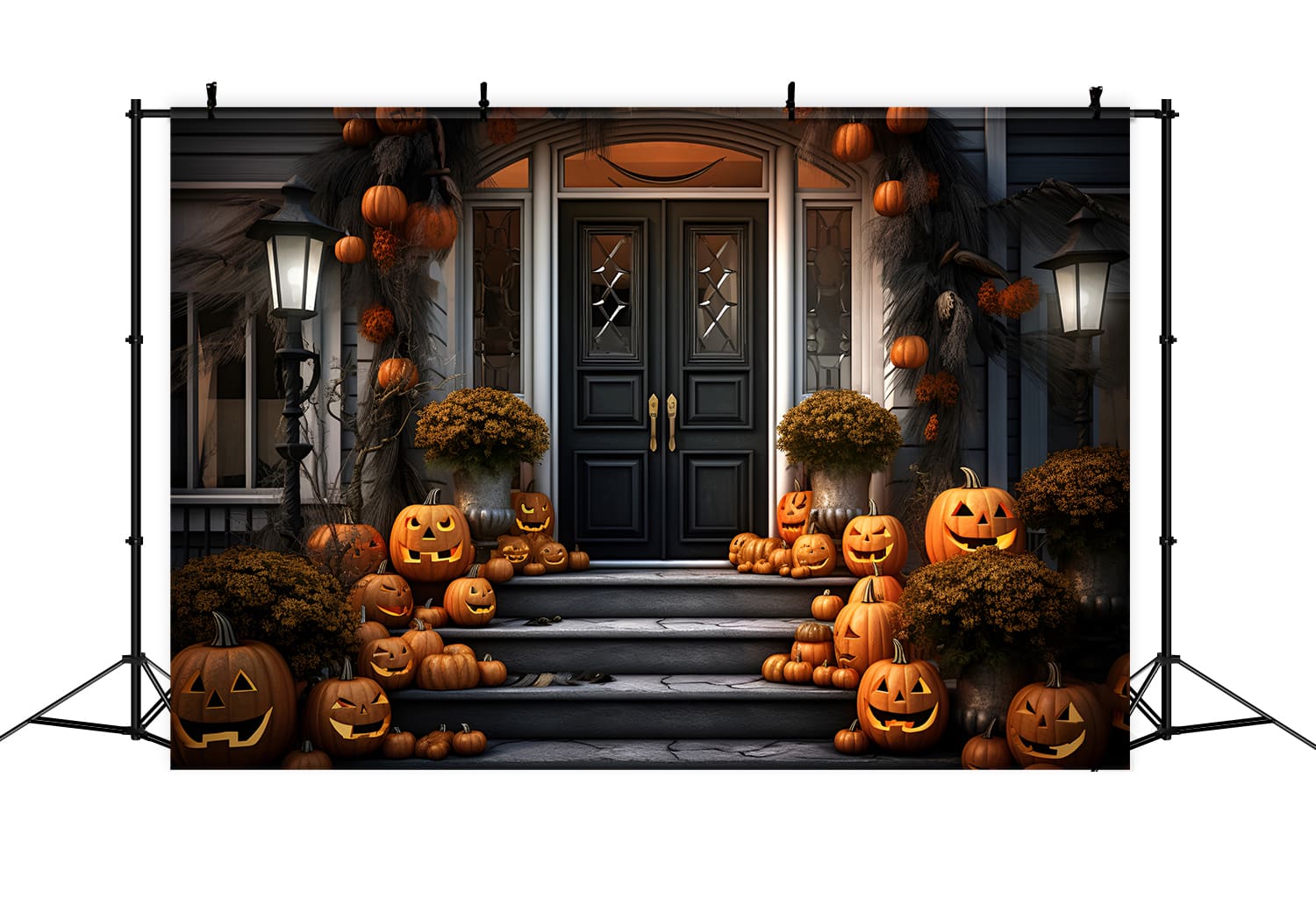 Toile de Fond de Citrouilles de Porte d'Entrée d'Halloween RR7-105