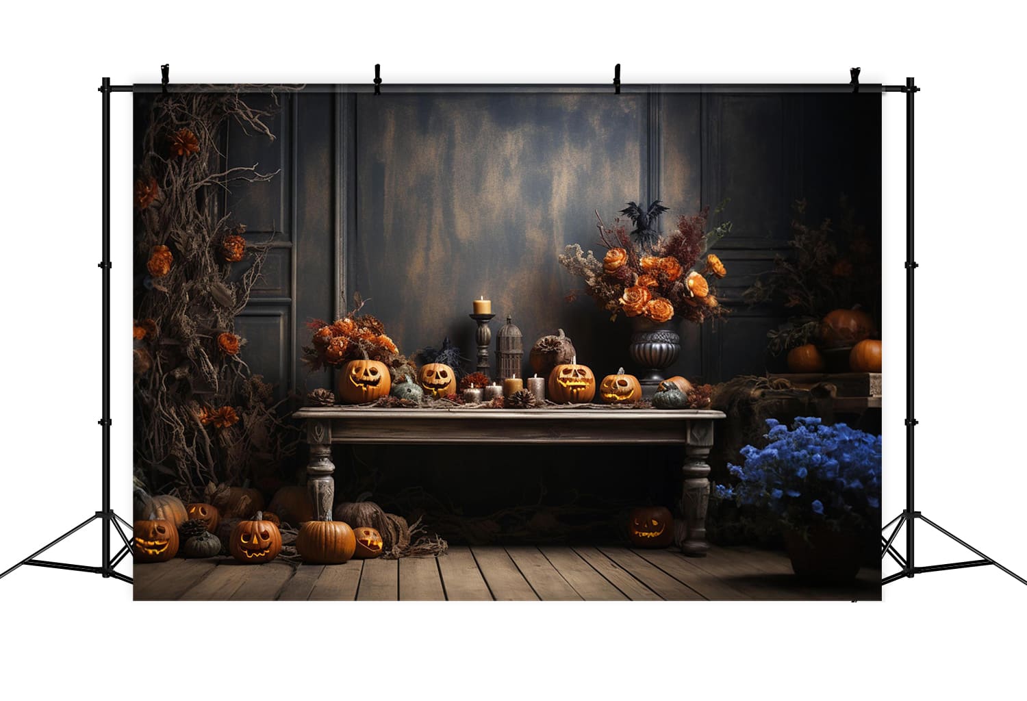 Toile de Fond de Mur Vintage avec Citrouilles d'Halloween RR7-106