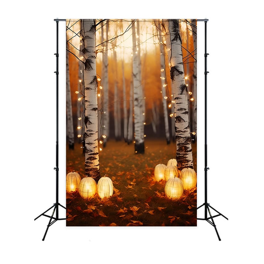 Toile de Fond de Photographie de Bouleaux avec Lumières d'Automne RR7-164