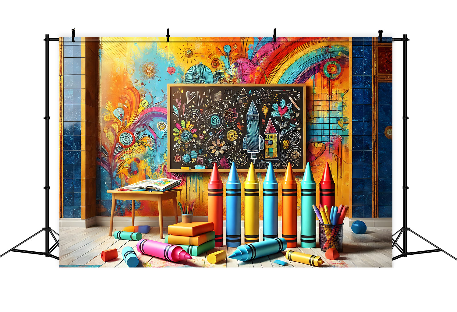 Toile de Fond de Crayons et Peintures pour la Rentrée RR7-211